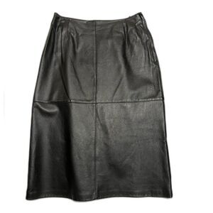 Peter Nygard Collection vintage black leather skirt - 6